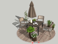 院子里的圆形休闲露台户外桌椅（4）